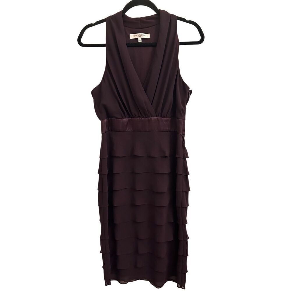 NWT Evan Picone Autumn Romance formal dress tiered plum wine color sleeveless 8